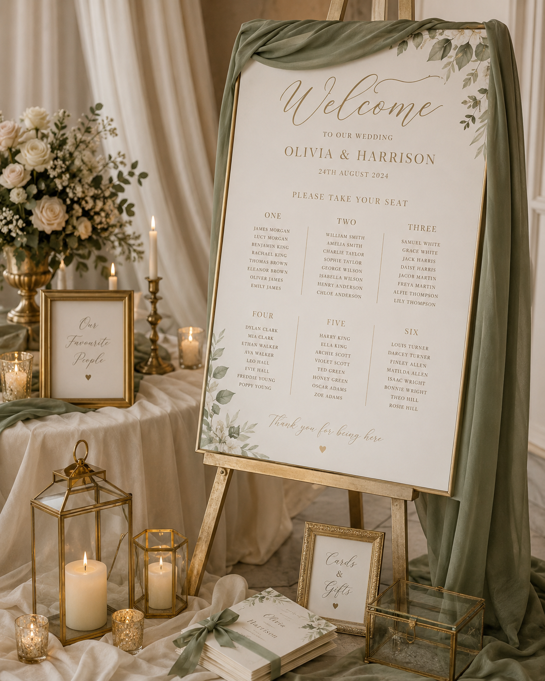 Wedding stationery, signage and styling details