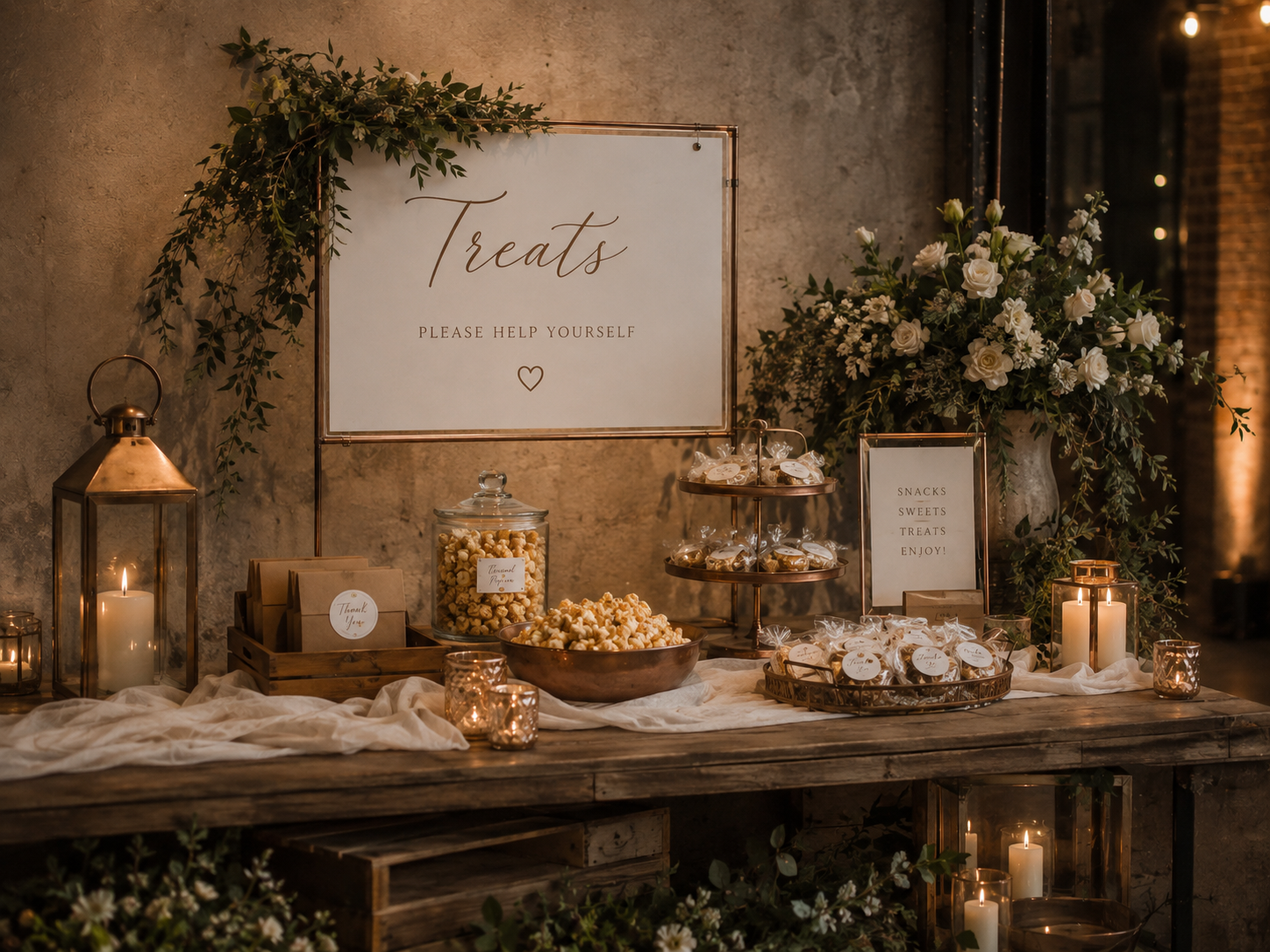 Styled wedding treats station