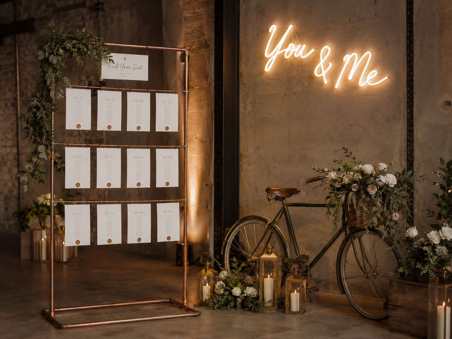 Creative wedding styling display